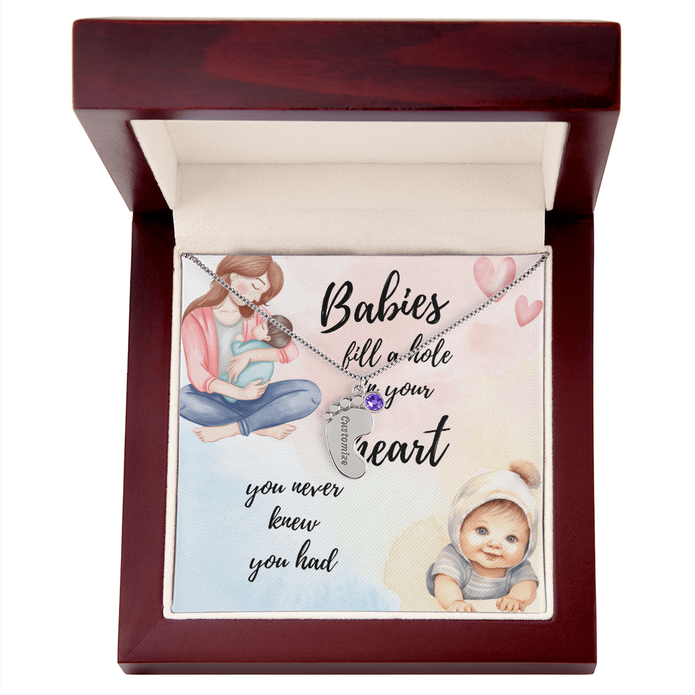 Celebrate the arrival of a newborn or cherish a precious memory with our Custom Baby Feet Necklace. Perfect for Mother's Day. Shipping from the USA.