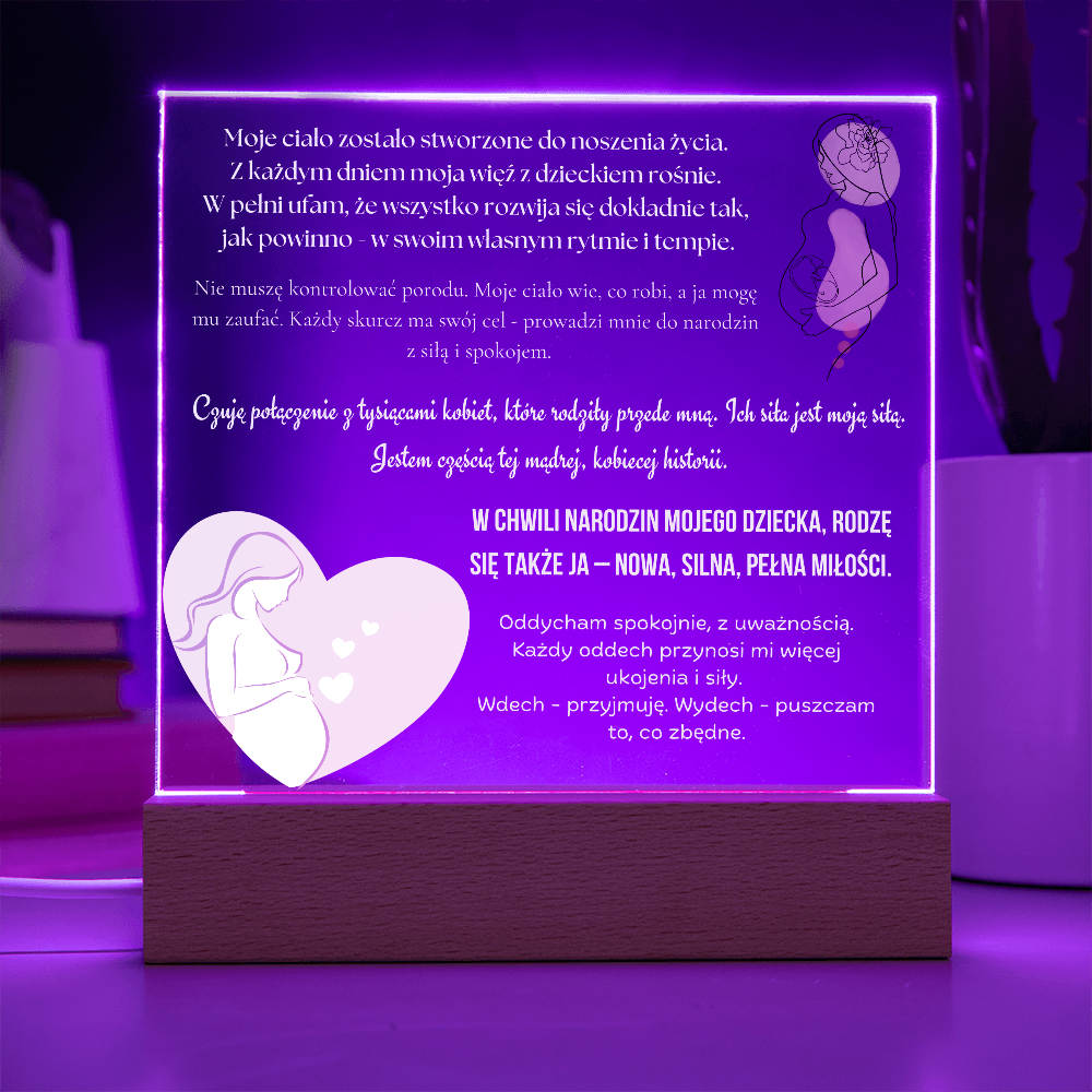 afirmacje porodowe LED światełka