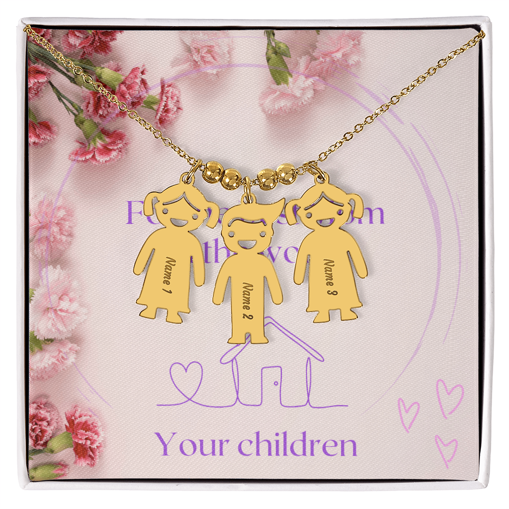 Engraved Kid Name Charm Necklace