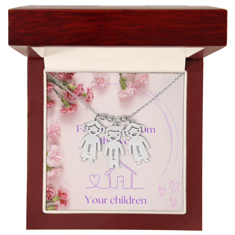 Engraved Kid Name Charm Necklace