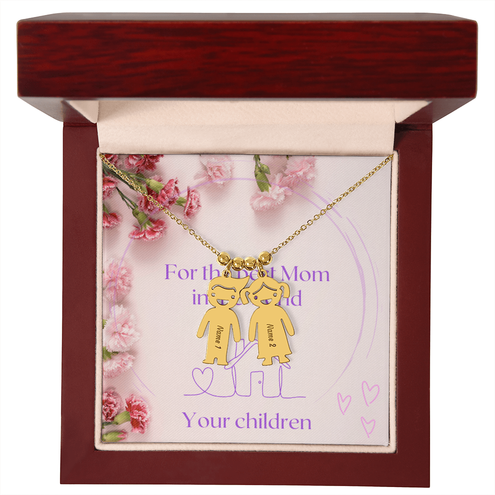 Engraved Kid Name Charm Necklace