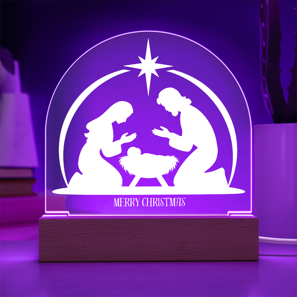 Personalized Christmas Nativity Scene LED Acrylic Dome Plaque