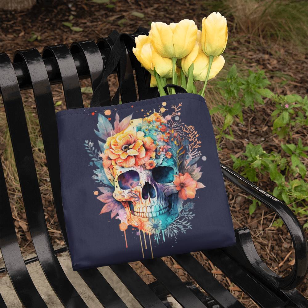 Dia de los muertos black tote bag