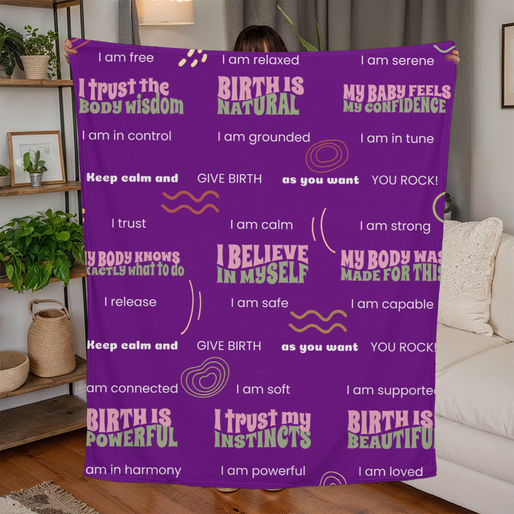 Jersey Fleece Birth Affirmations Blanket 50" x 60"