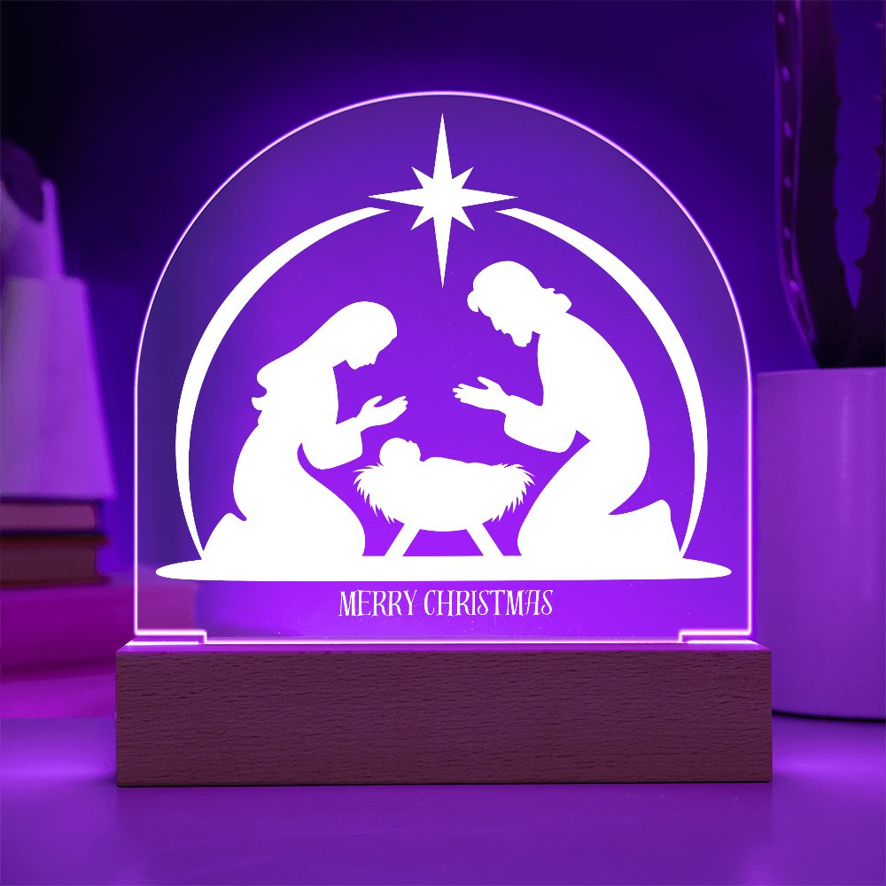 Personalized Christmas Nativity Scene LED Acrylic Dome Plaque