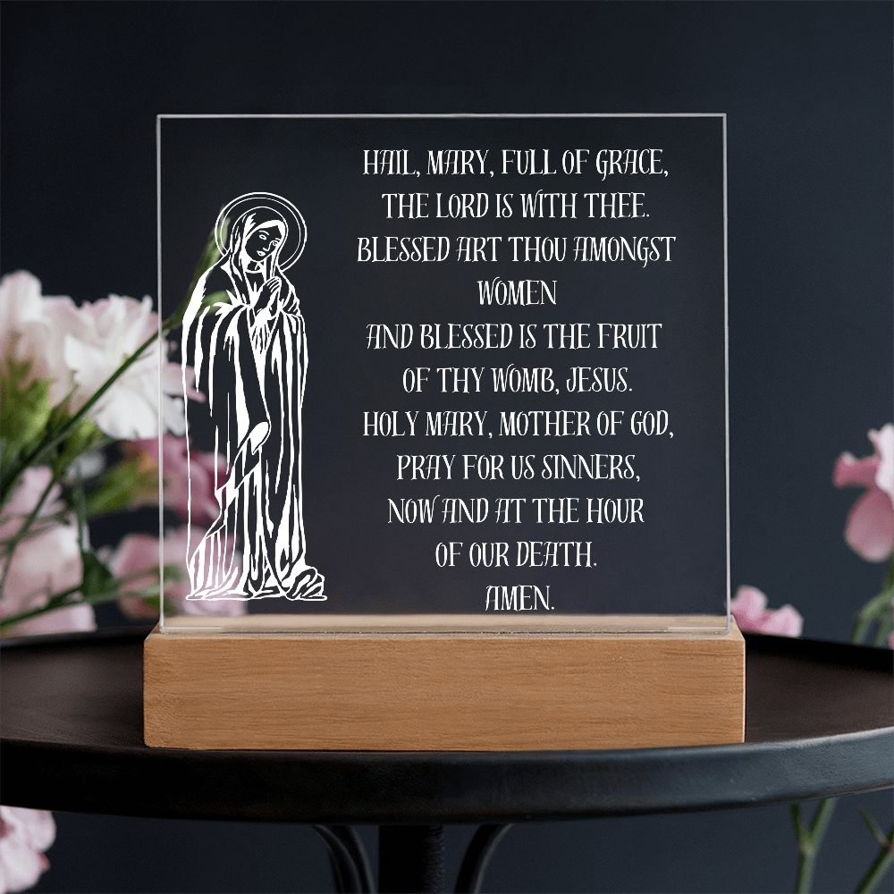 Hail Mary Prayer Catholic LED plaque