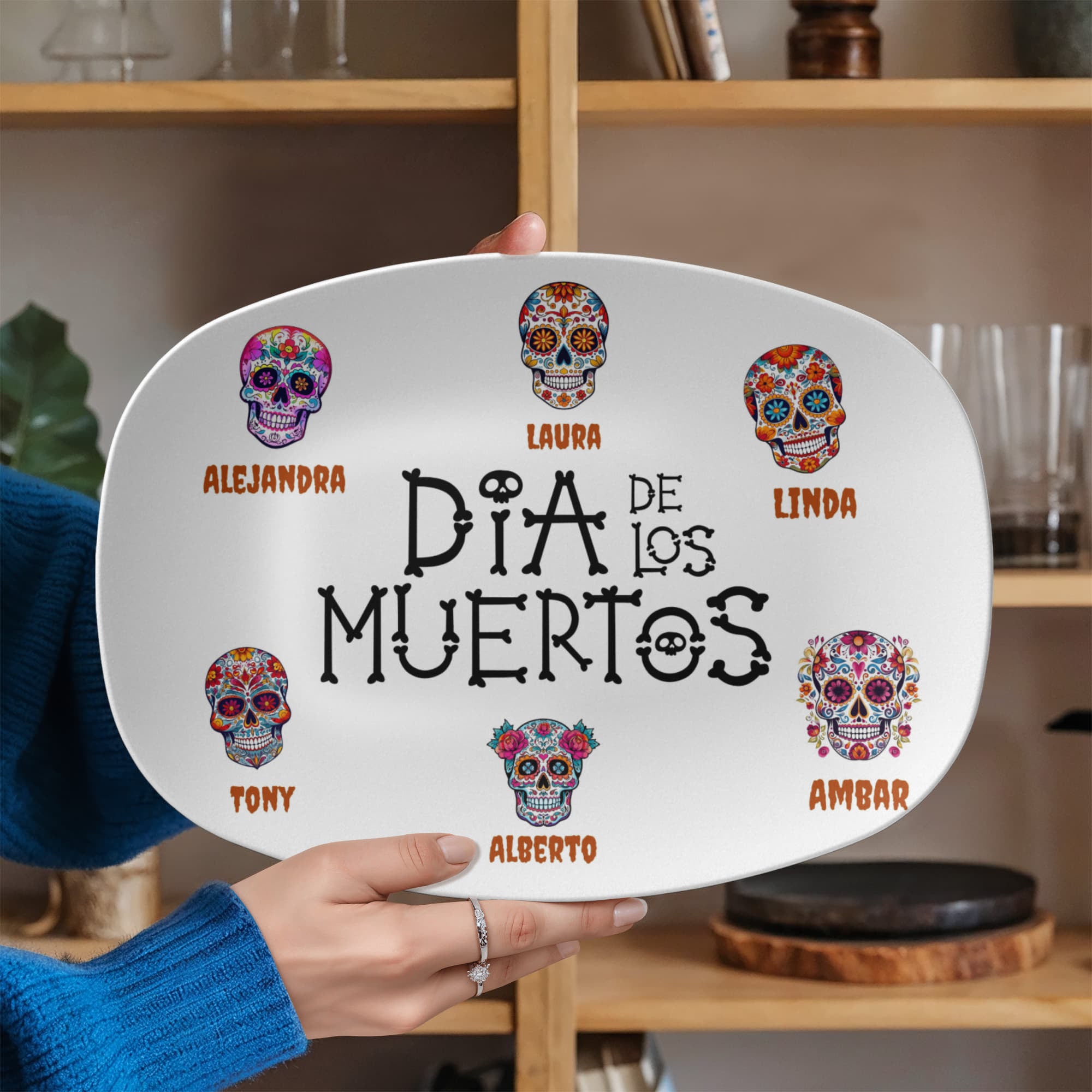 dia de los muertos personalized family platter with names