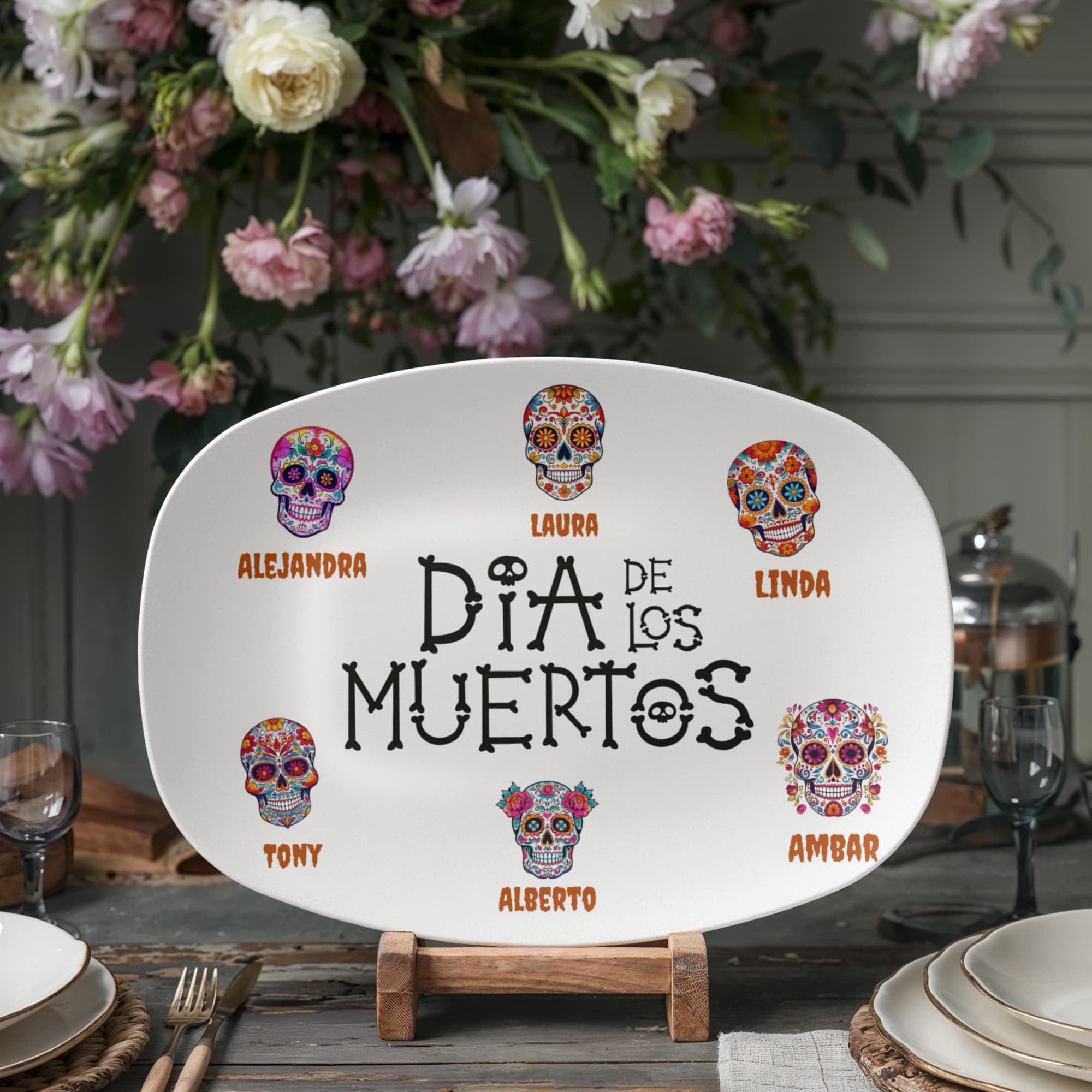 dia de los muertos personalized family platter with names
