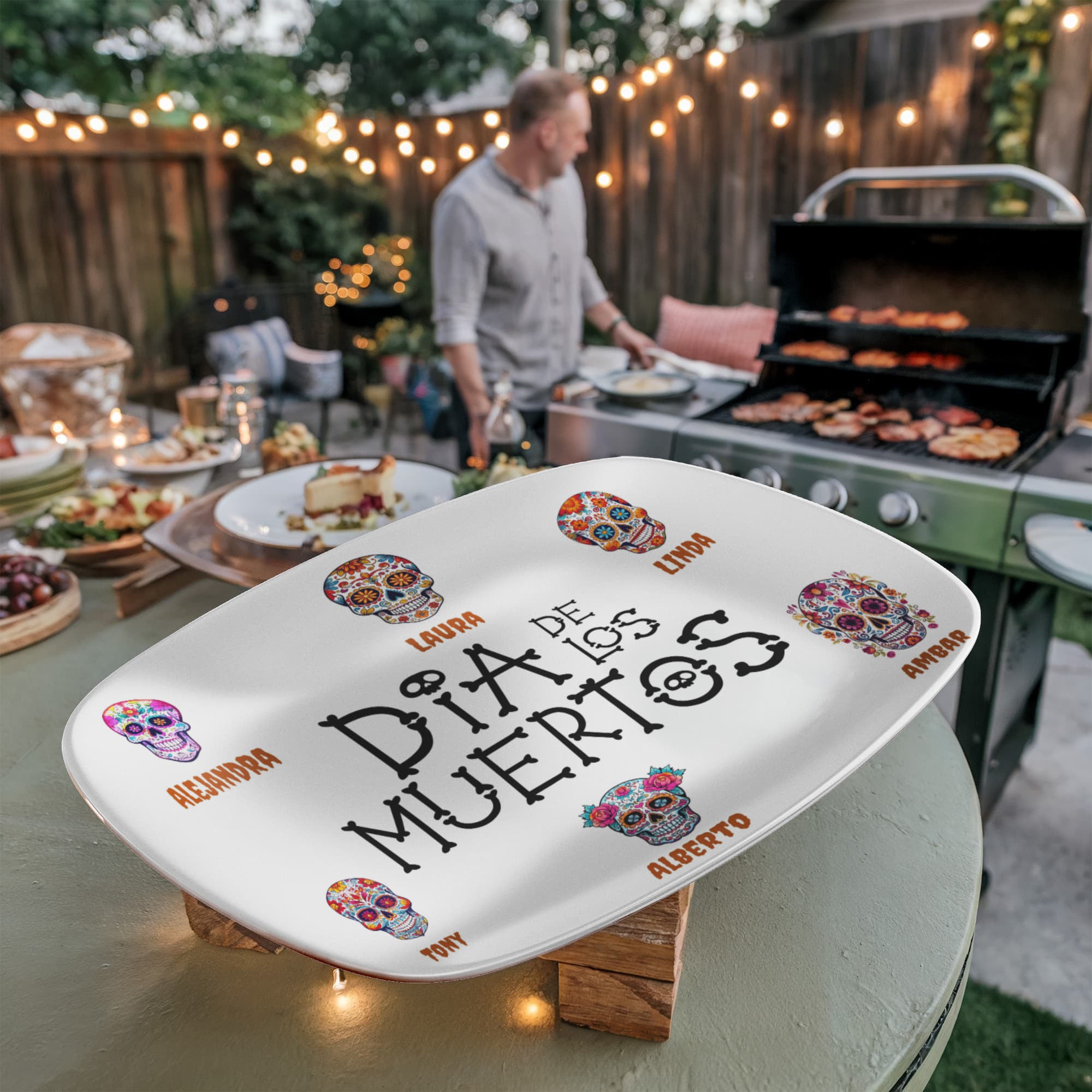 dia de los muertos personalized family platter with names