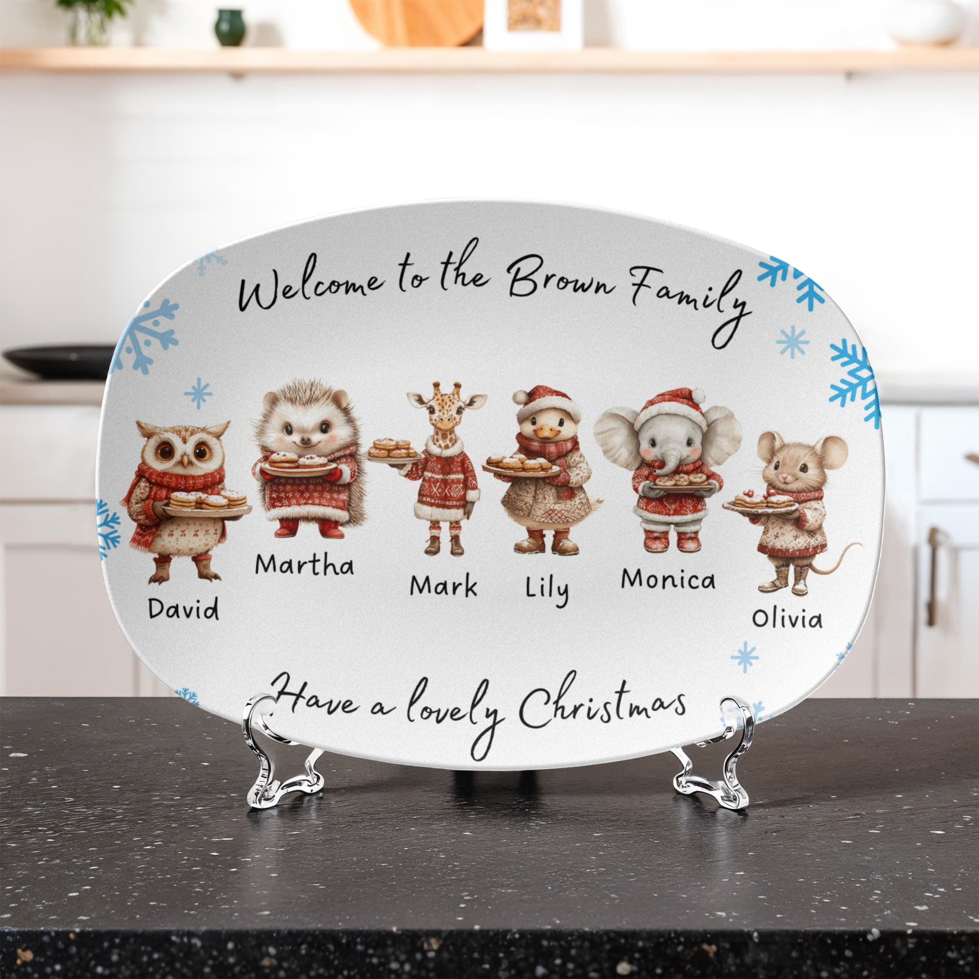 personalized Christmas family platter