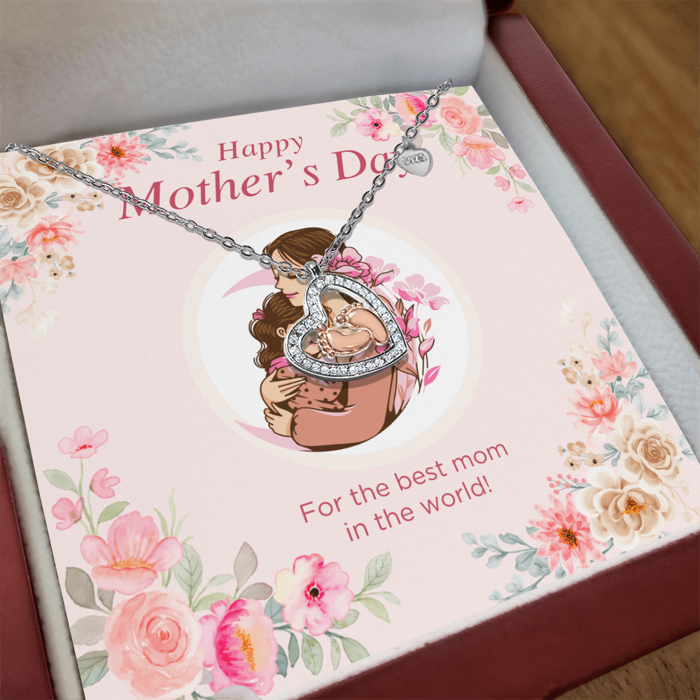 Baby Feet Heart Necklace for Mother's Day