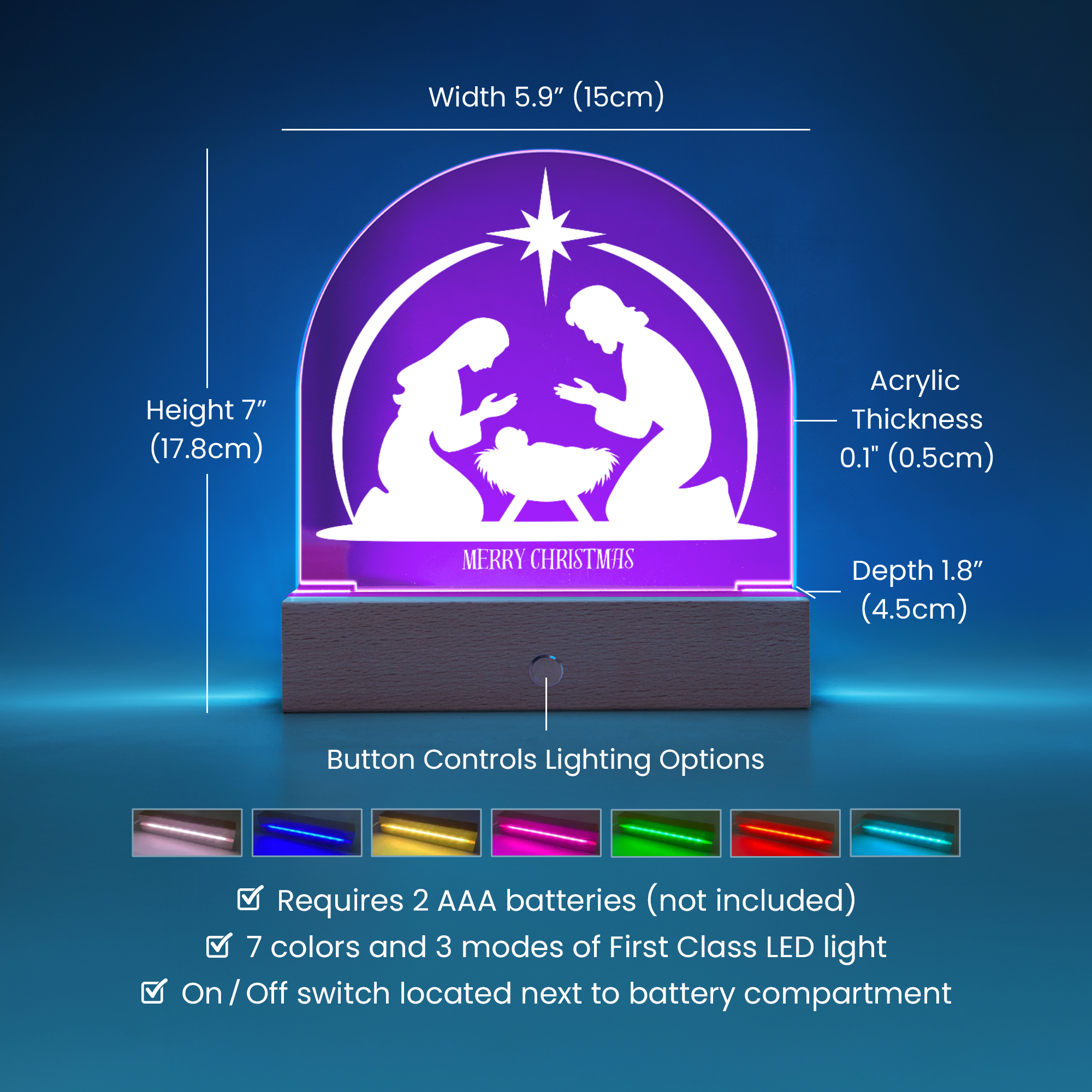 Personalized Christmas Nativity Scene LED Acrylic Dome Plaque