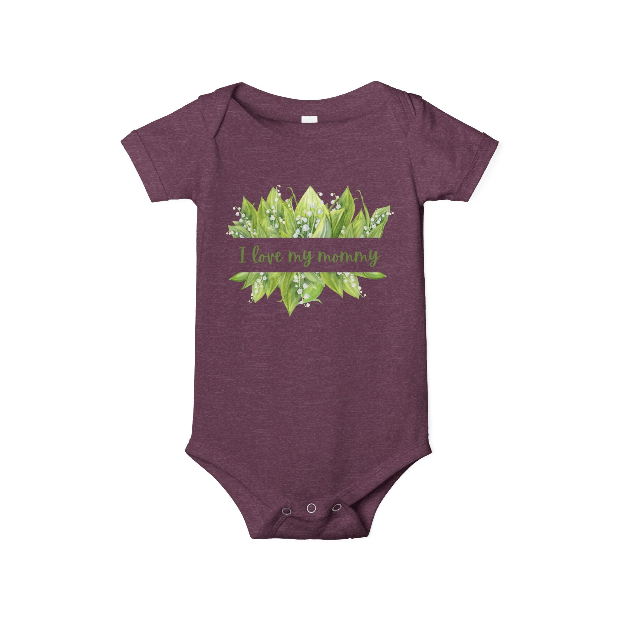 Infant Bodysuit - 'I Love My Mommy' with Lilies of the Valley