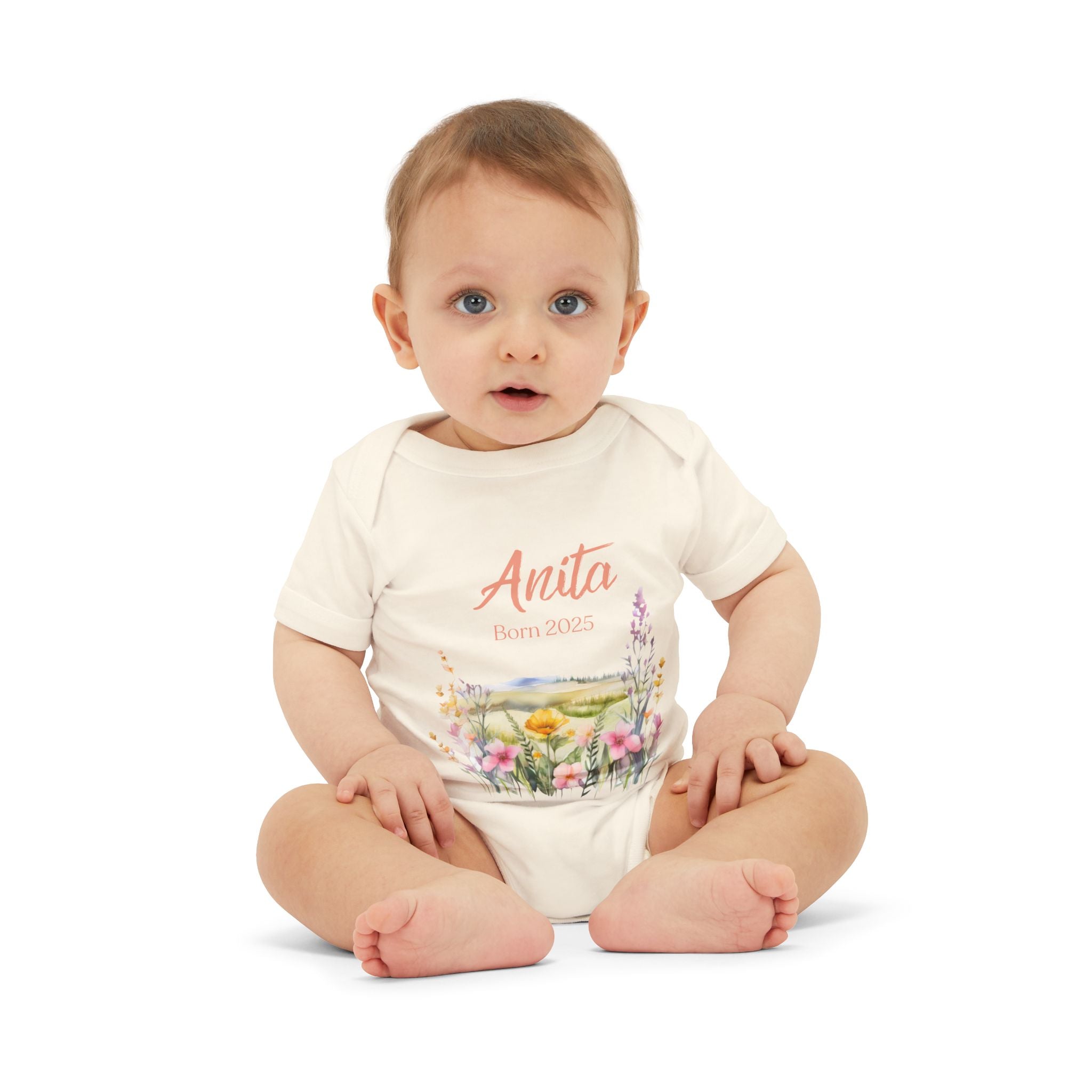 personalized bodysuit with a name and a date baby cute