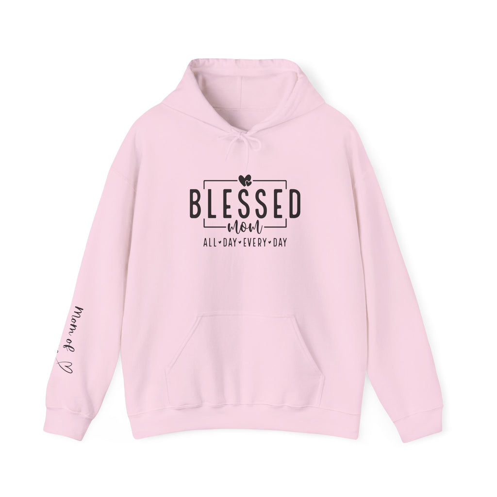 Sudadera con capucha personalizada Blessed Mom con los nombres de tus hijos 
