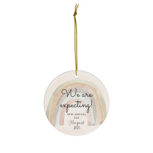 Ceramic Ornament, Pregnancy Announcement with Personalized Date/Month