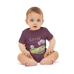 Baby onesie with "World is amazing" text and pastel nature design, made from soft 100% Airlume cotton
