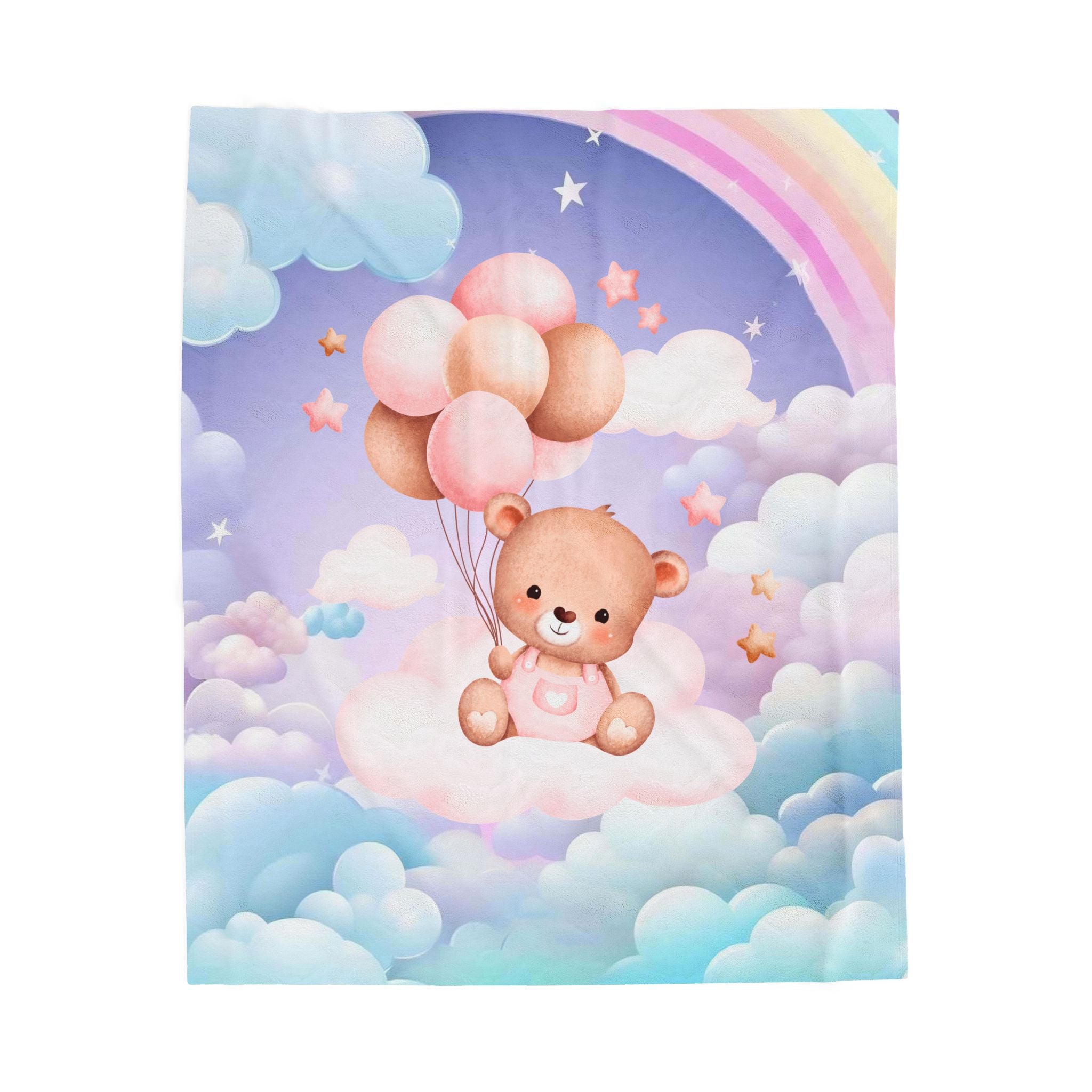 Plush Baby Bear Blanket - Pink Cozy Velveteen Throw