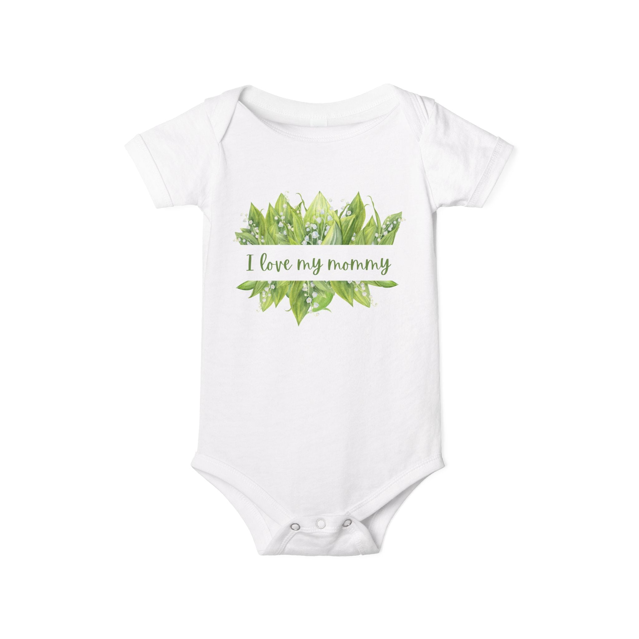 Infant Bodysuit - 'I Love My Mommy' with Lilies of the Valley