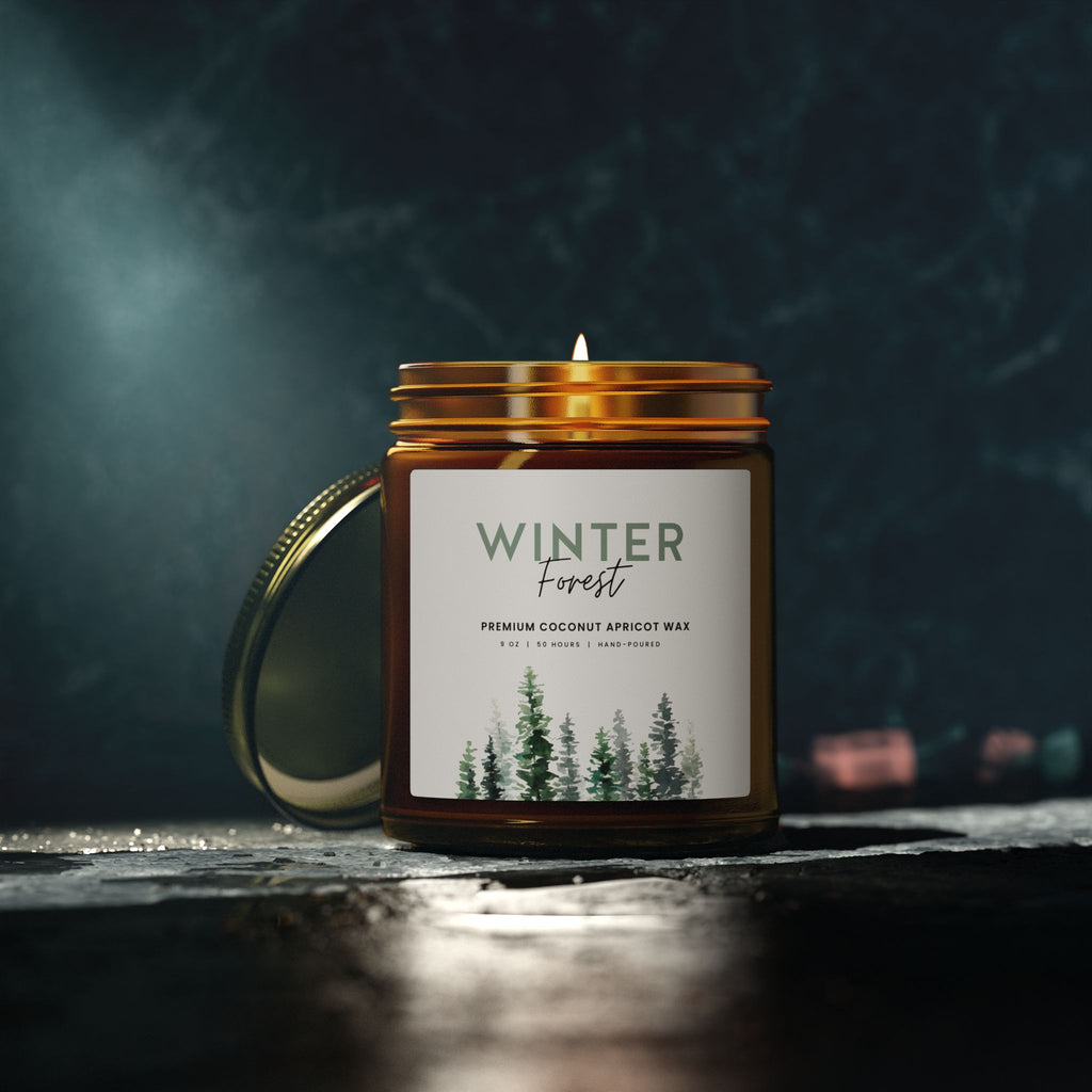 Winter Forest Scented Candle, Coconut Apricot Wax (9oz)