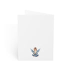 Illustration of a person with angel wings sitting on a white background