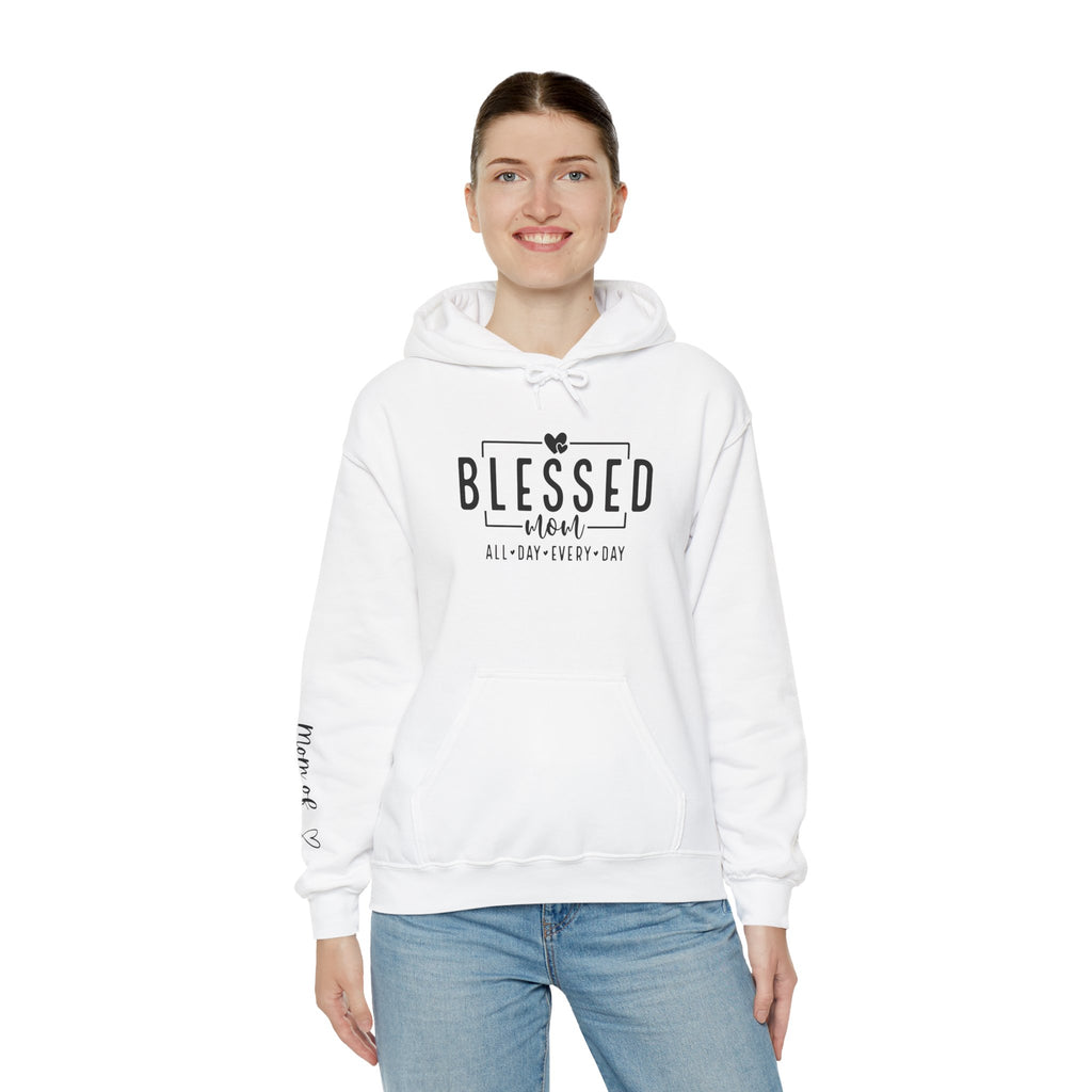 Sudadera con capucha personalizada Blessed Mom con los nombres de tus hijos 