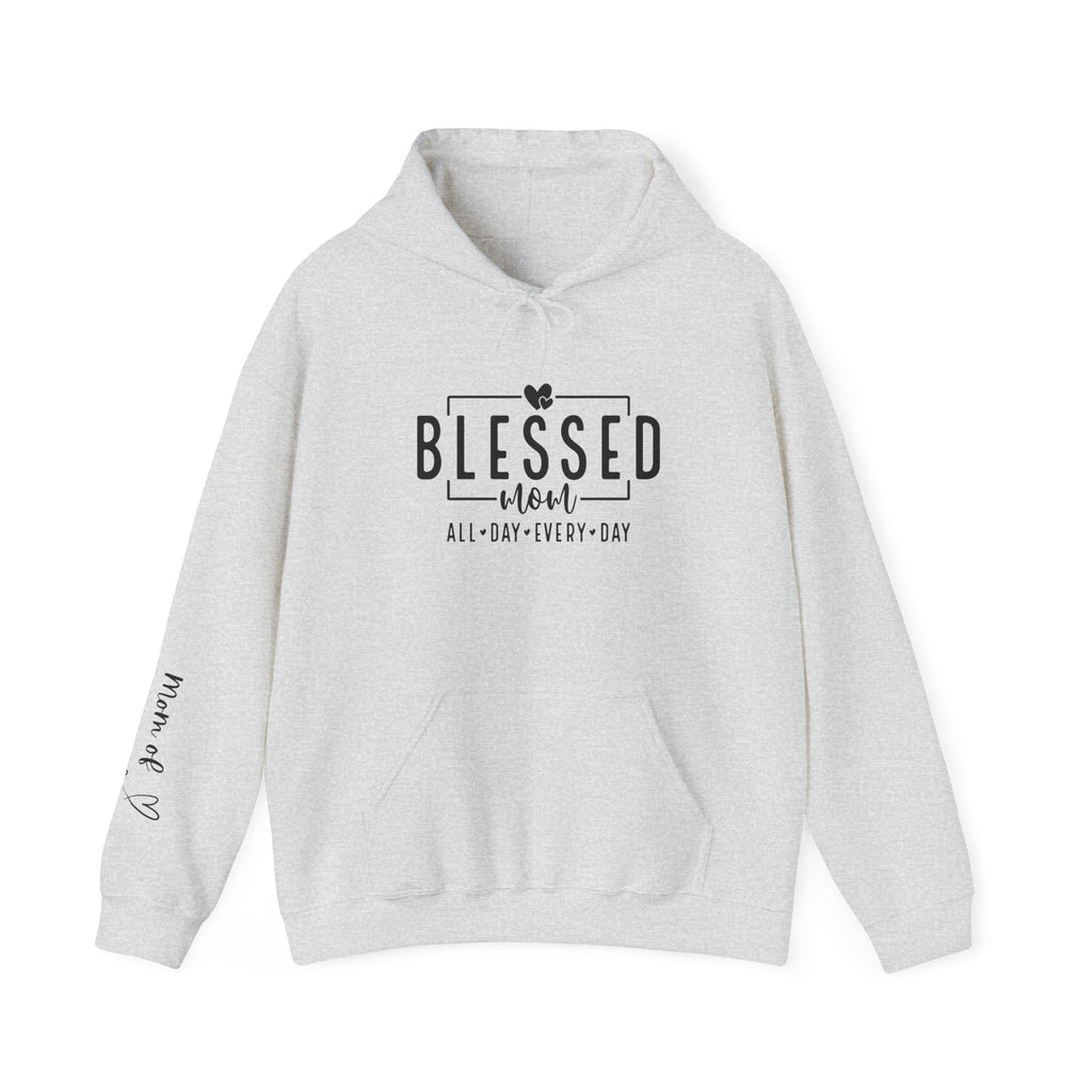 Sudadera con capucha personalizada Blessed Mom con los nombres de tus hijos 