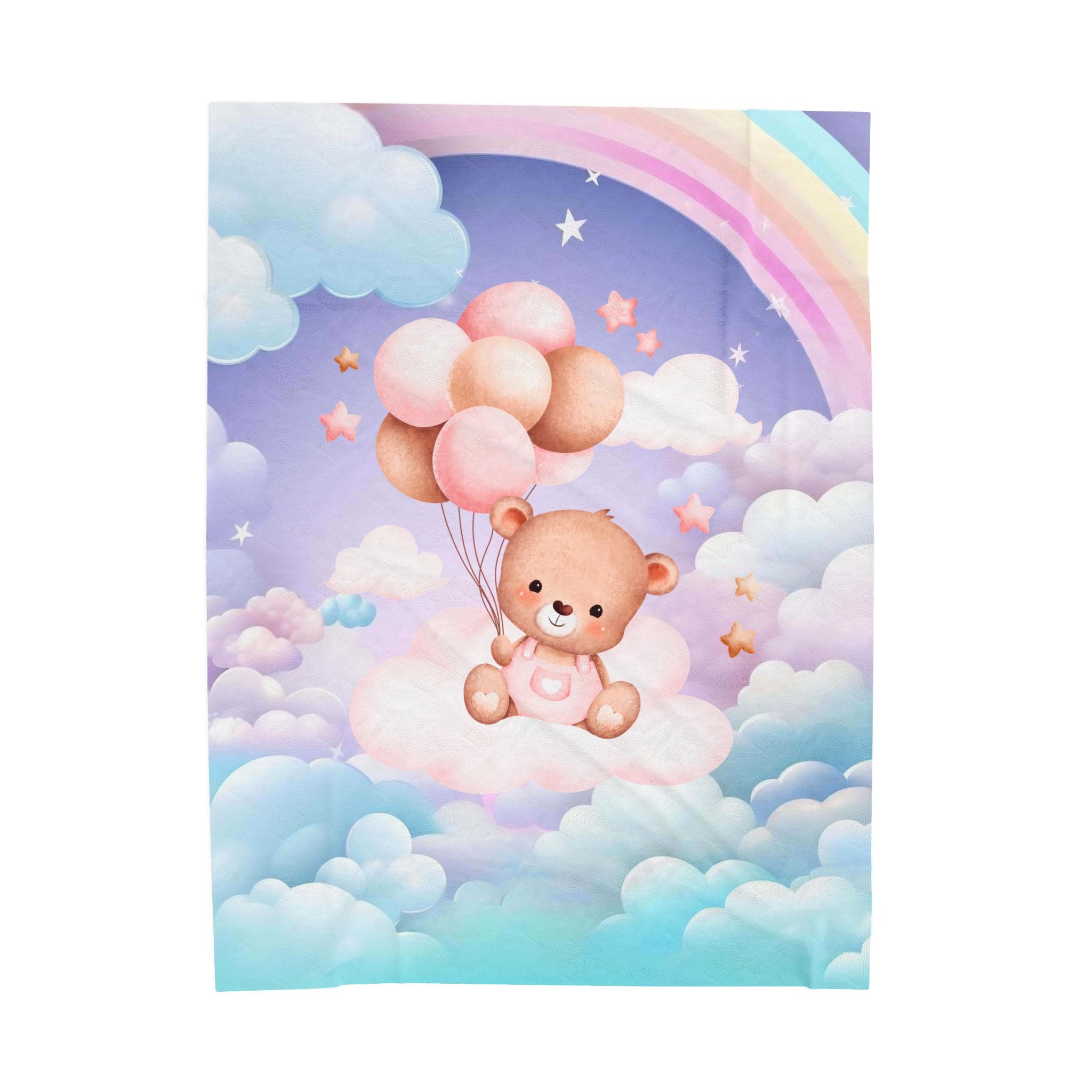 Plush Baby Bear Blanket - Pink Cozy Velveteen Throw