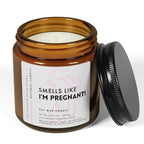 pregnancy hypnobirthing Candle in an amber jar with a label on a white background