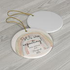 Ceramic Ornament, Pregnancy Announcement with Personalized Date/Month