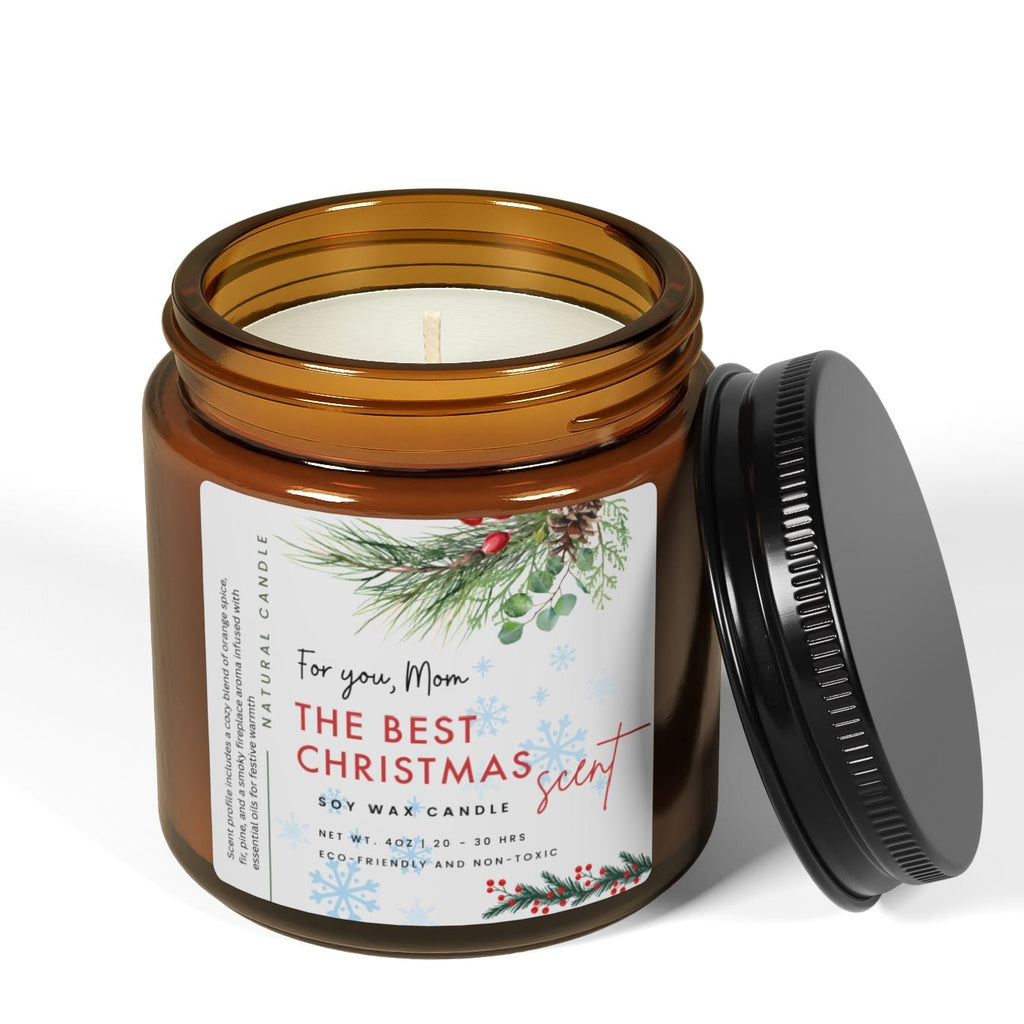 christmas natural candle in glass for mom, christmas gift fot mom