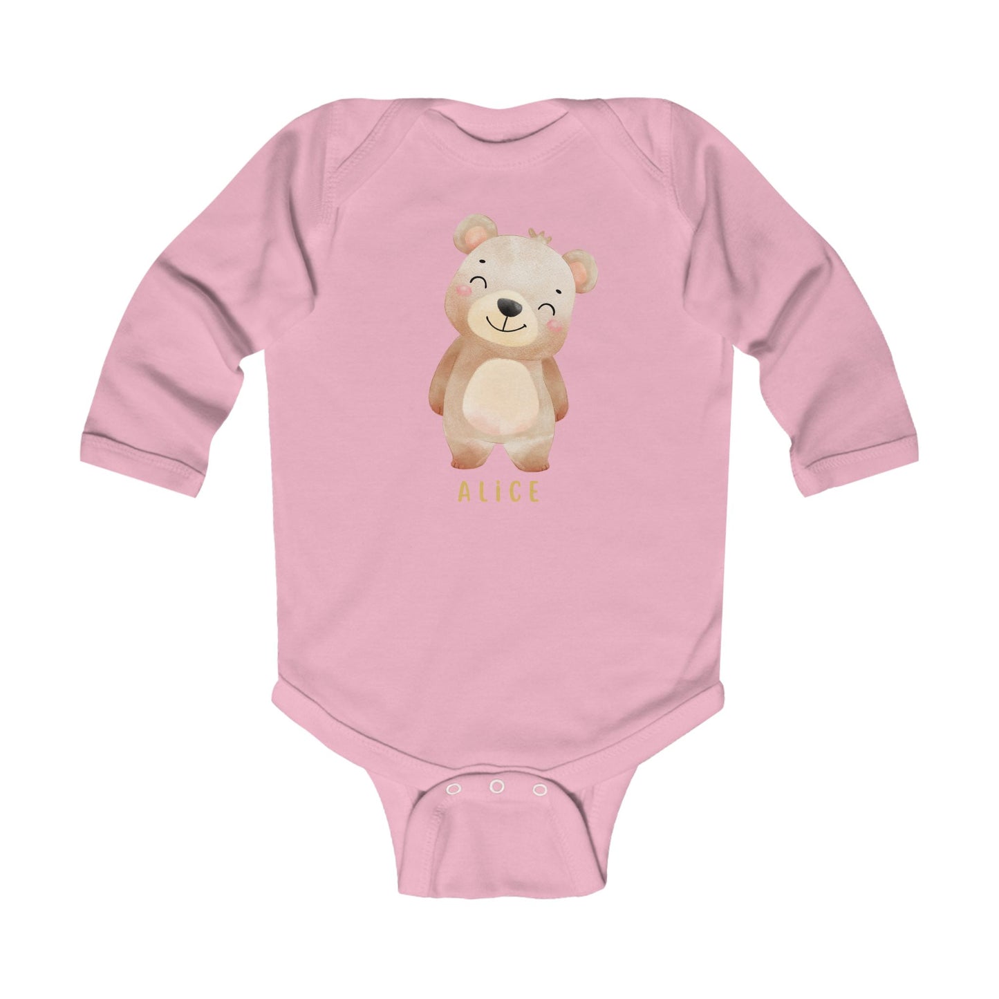 Personalized Bear Infant Long Sleeve Bodysuit with a Name