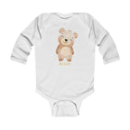 Personalized Bear Infant Long Sleeve Bodysuit with a Name