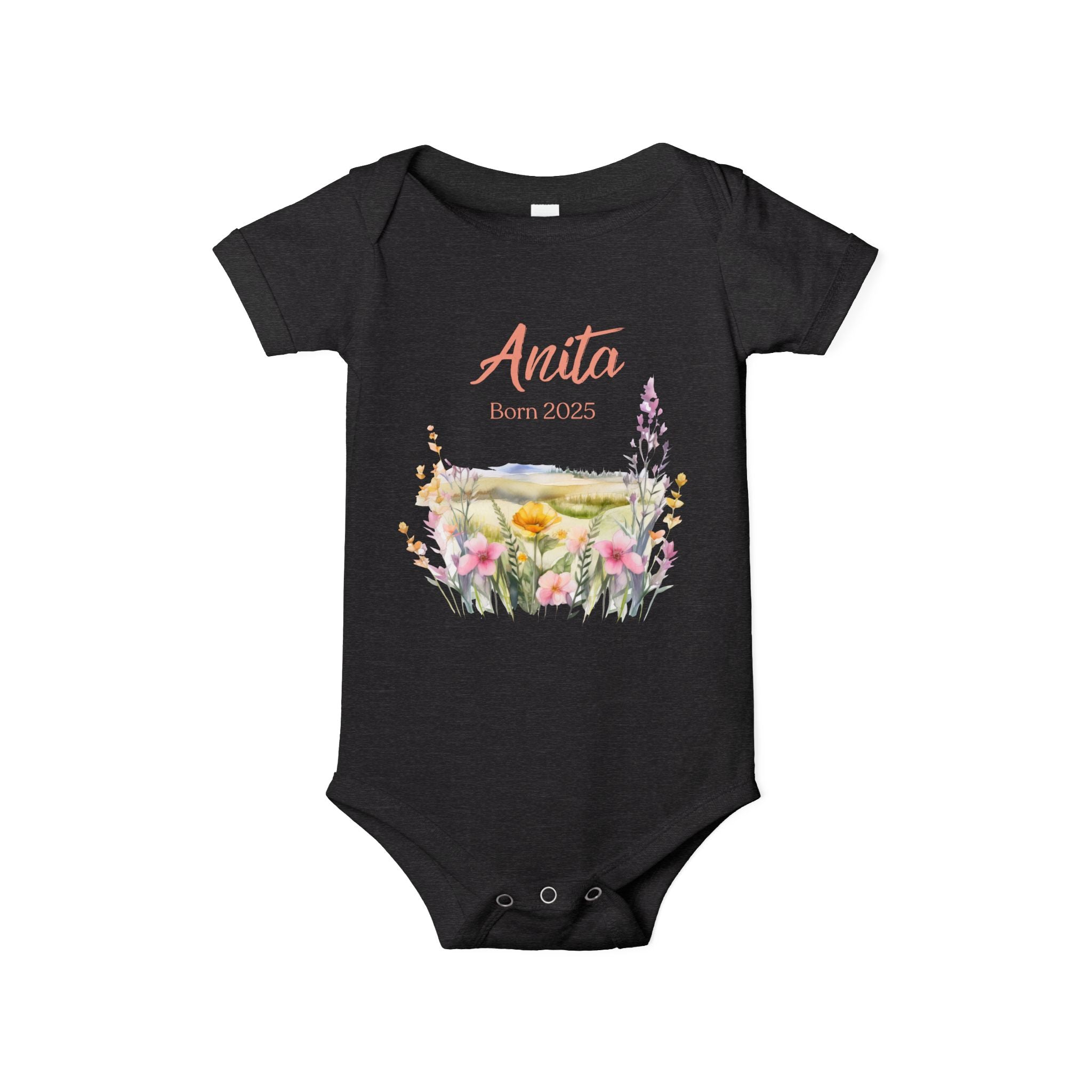 personalized bodysuit with a name and a date baby cute