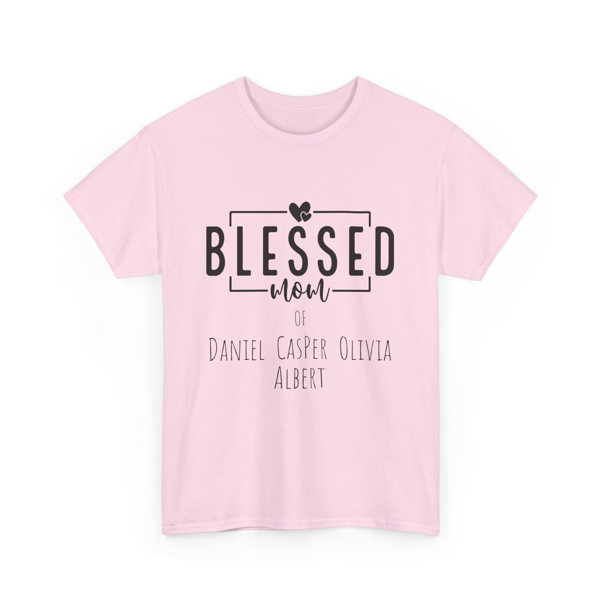 Camiseta de algodón grueso personalizada Blessed Mom en diferentes colores, ¡con los nombres de tus hijos! 