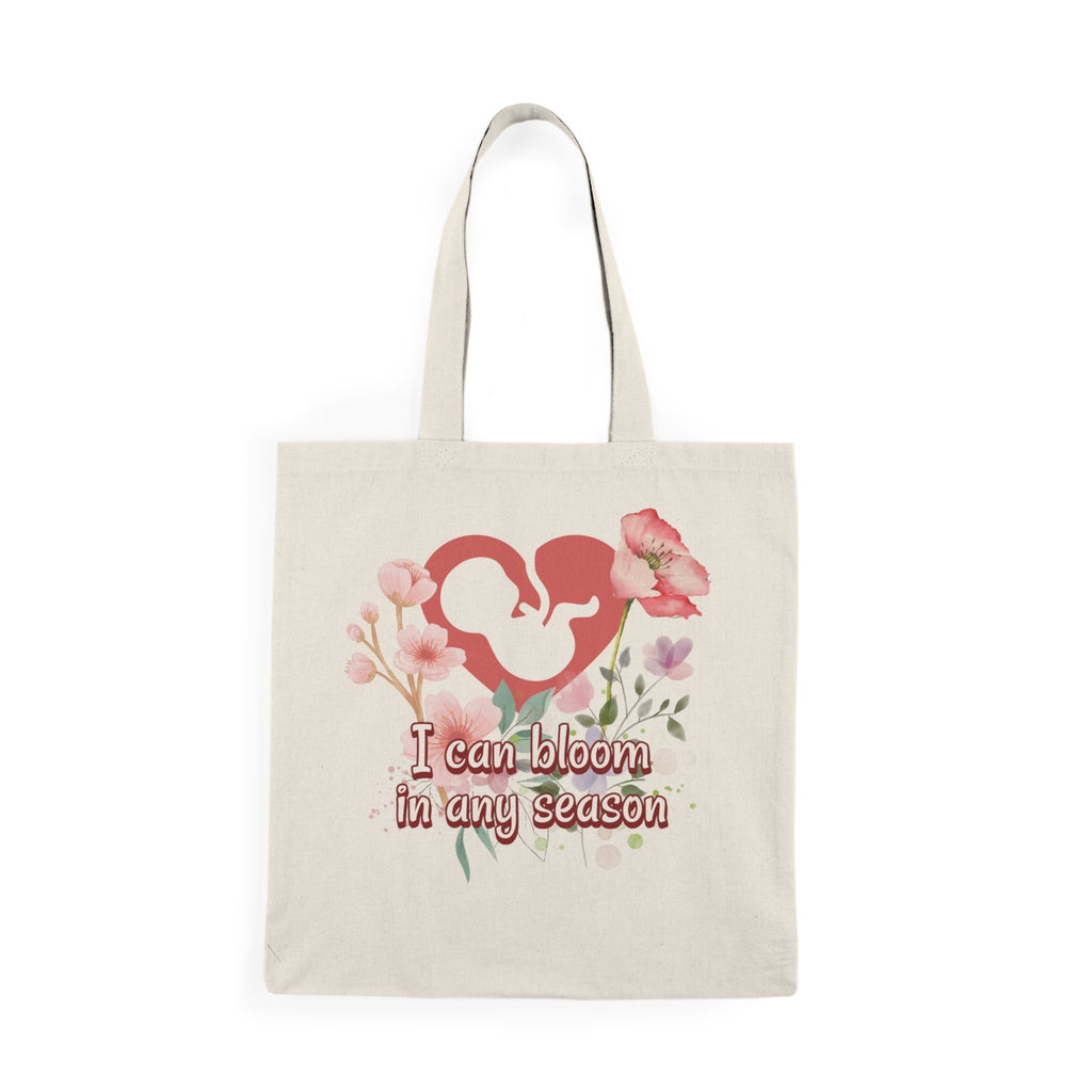 Bolsa de tela natural 100% algodón Estampado por ambos lados | Puedo florecer en cualquier estación