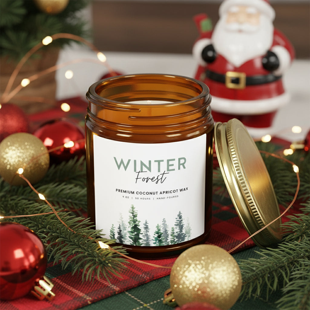 Winter Forest Scented Candle, Coconut Apricot Wax (9oz)