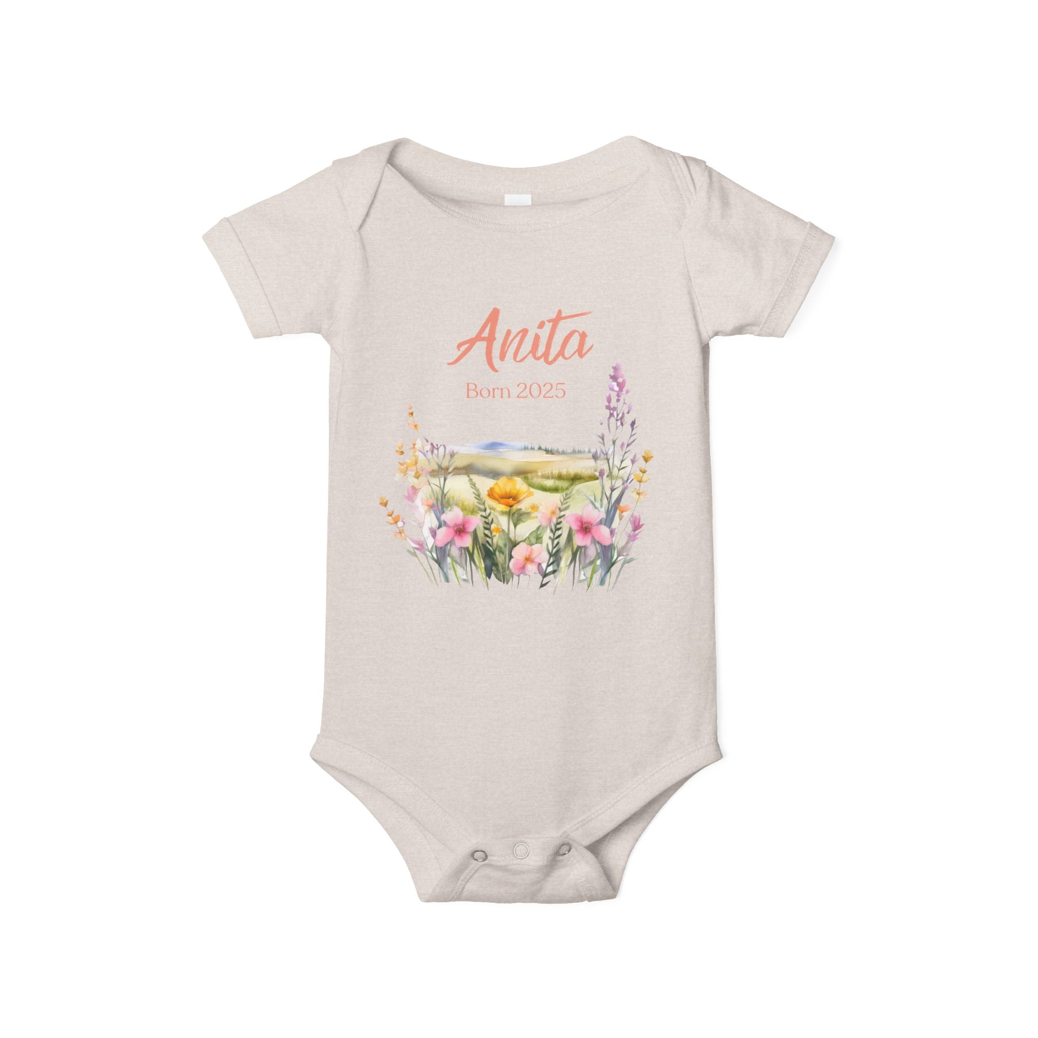 personalized bodysuit with a name and a date baby cute