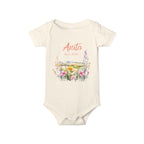 personalized bodysuit with a name and a date baby cute