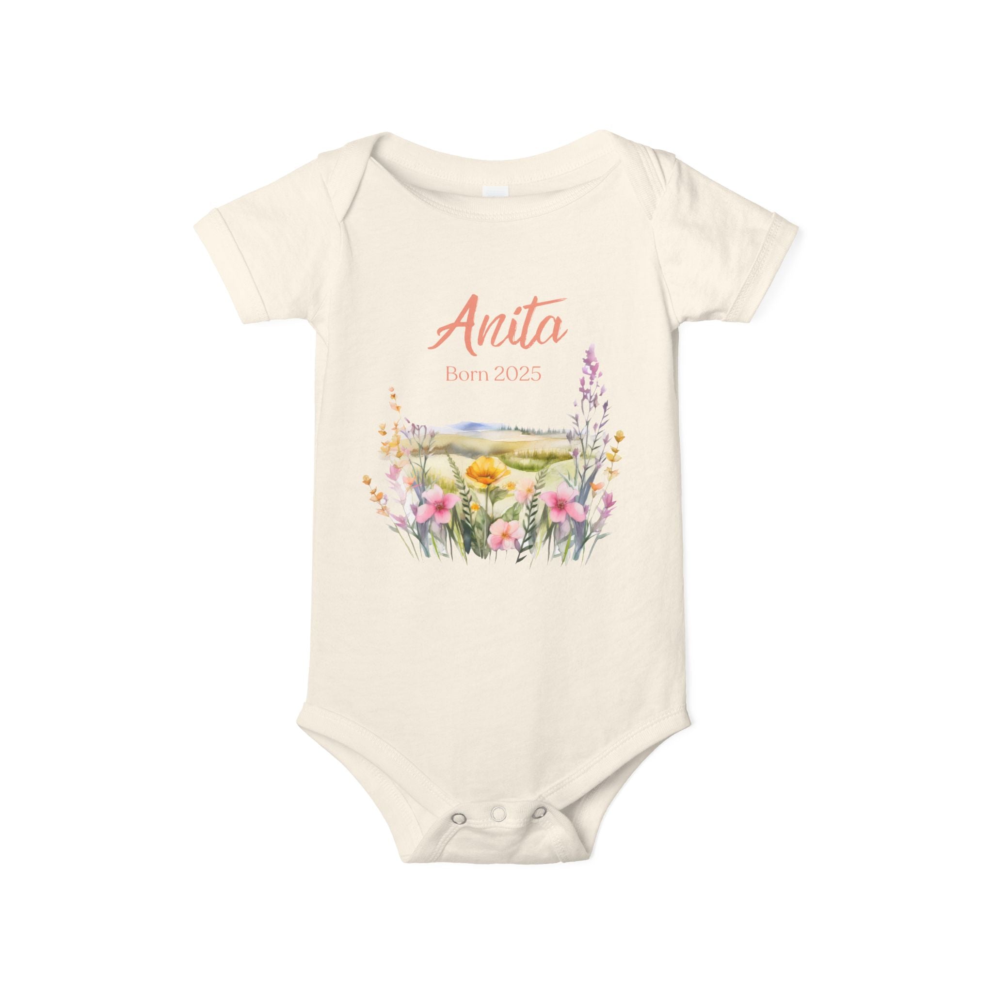 personalized bodysuit with a name and a date baby cute
