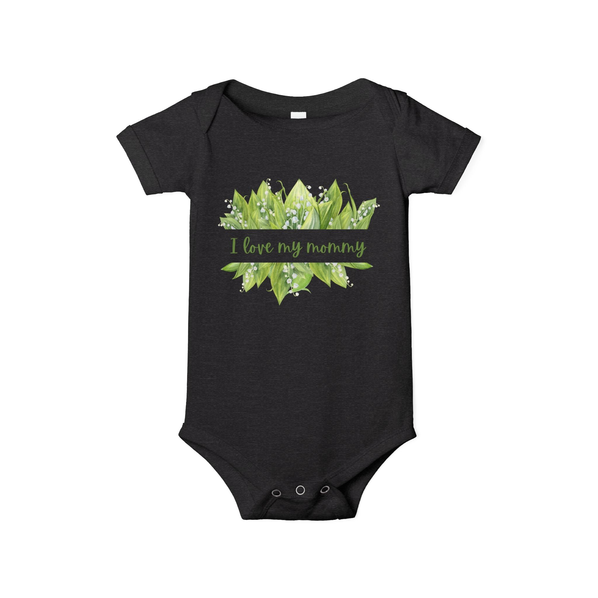 Infant Bodysuit - 'I Love My Mommy' with Lilies of the Valley