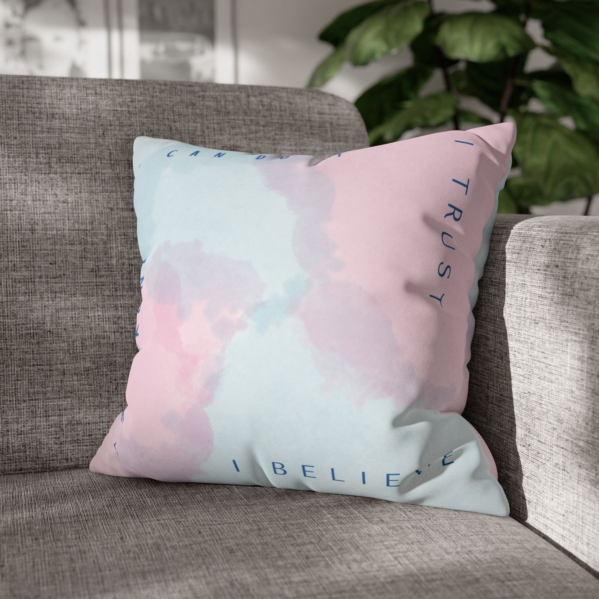 Minimalistic style affirmation pillow