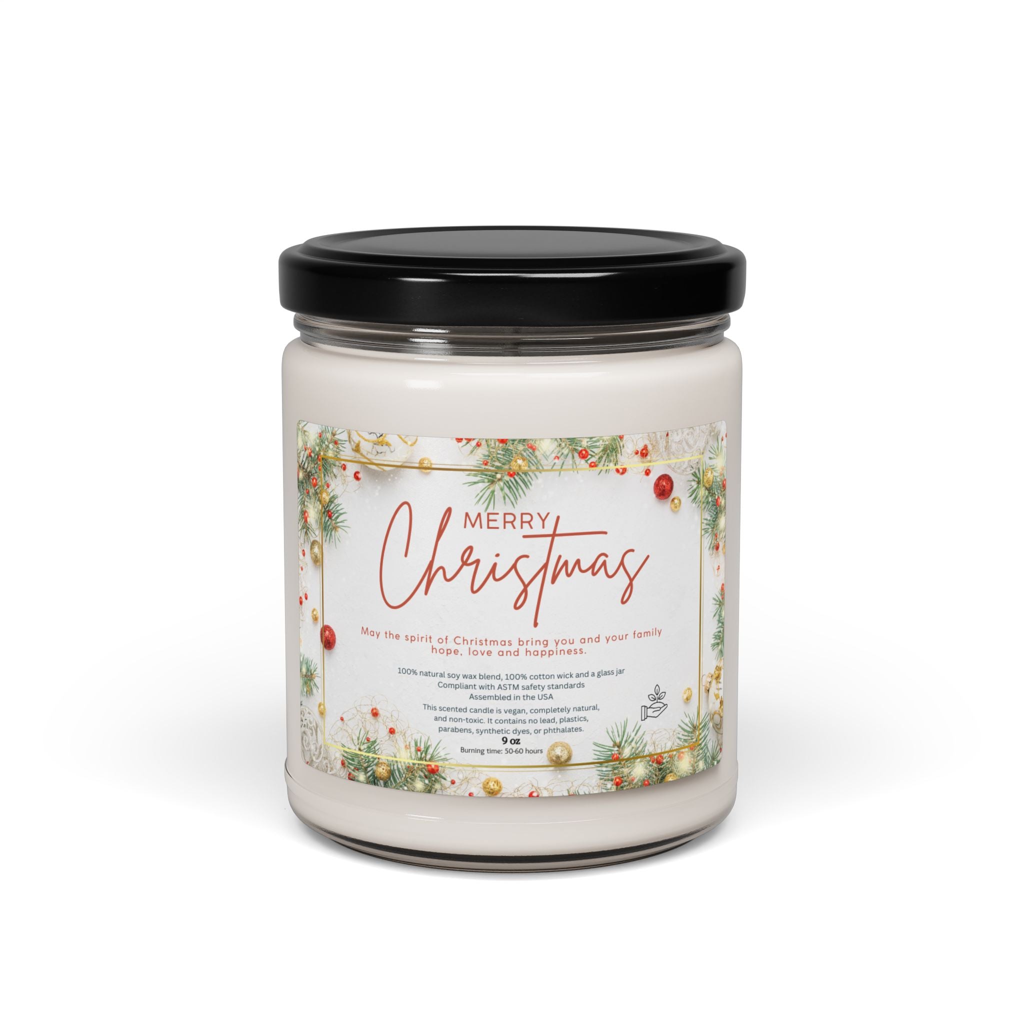 Christmas Candle, Scented Soy Candle, 9oz