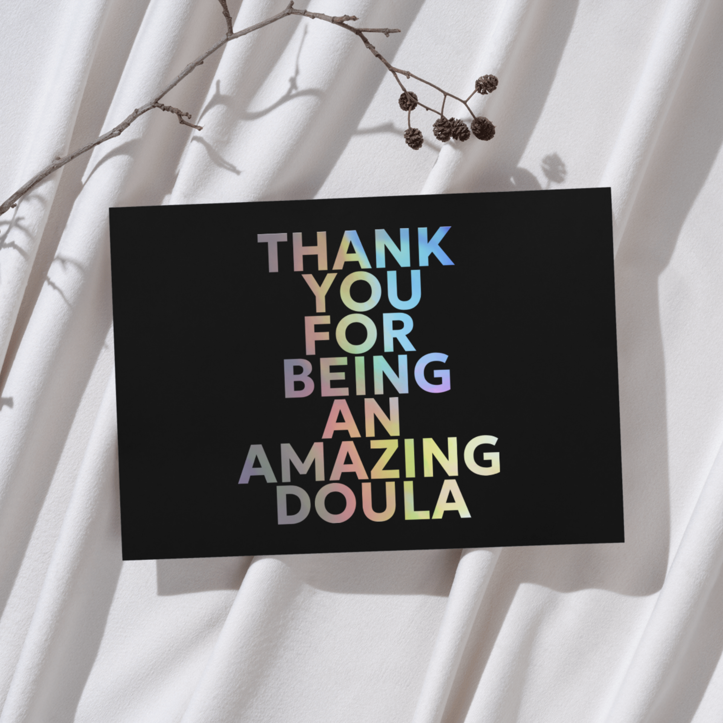 Simple black card for a Doula