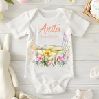 personalized bodysuit with a name and a date baby cute