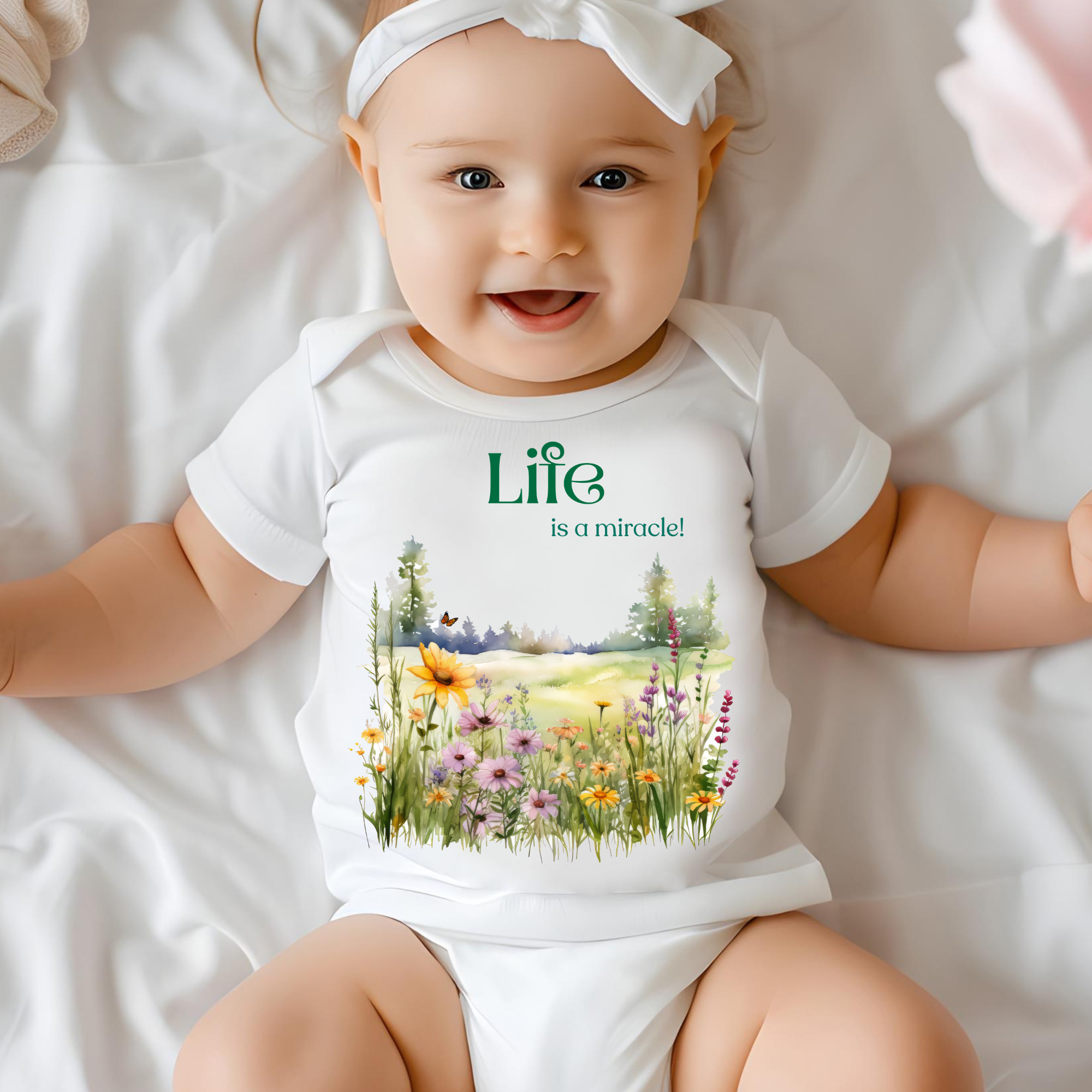 baby bodysuit life is a miracle white