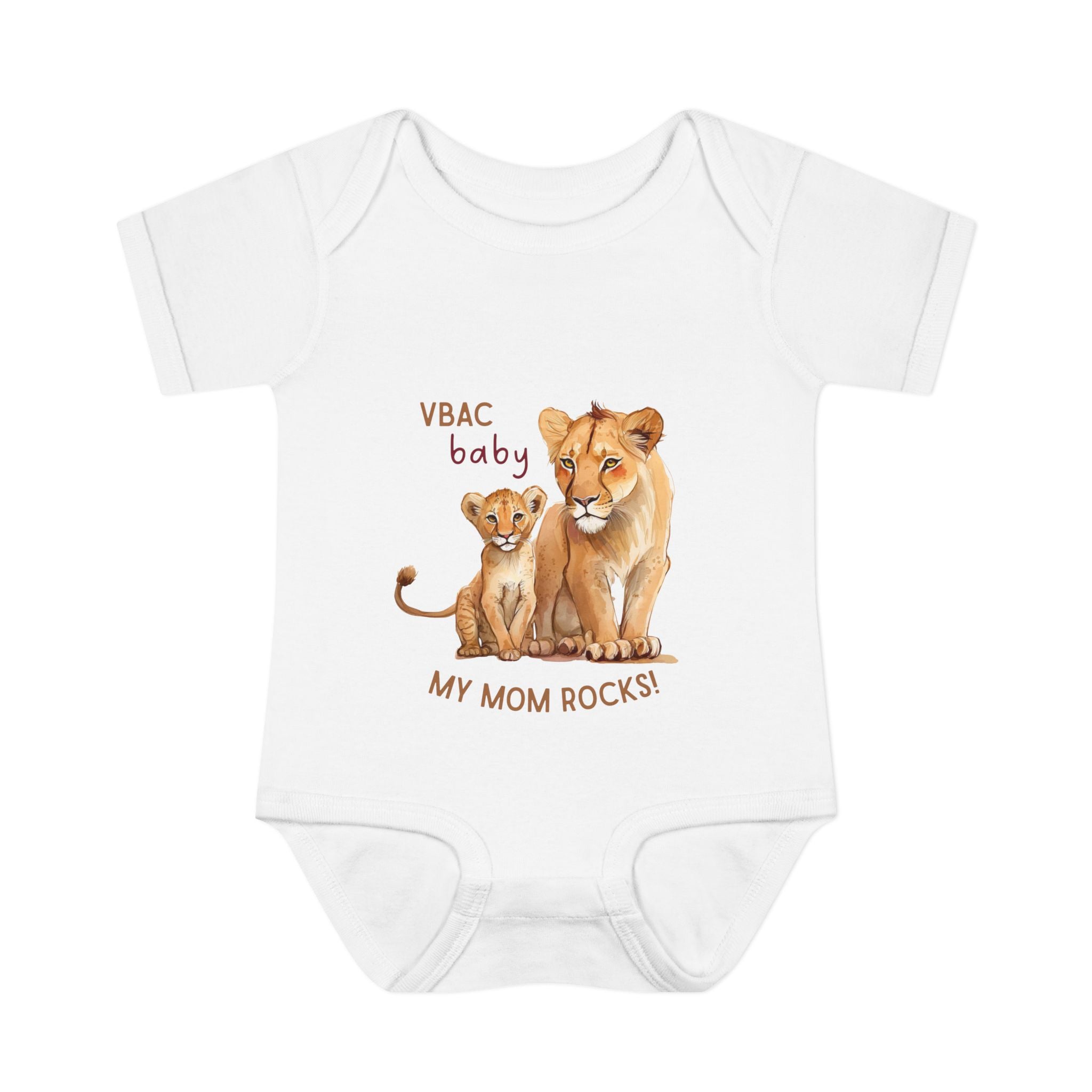 vbac baby bodysuit lion mom
