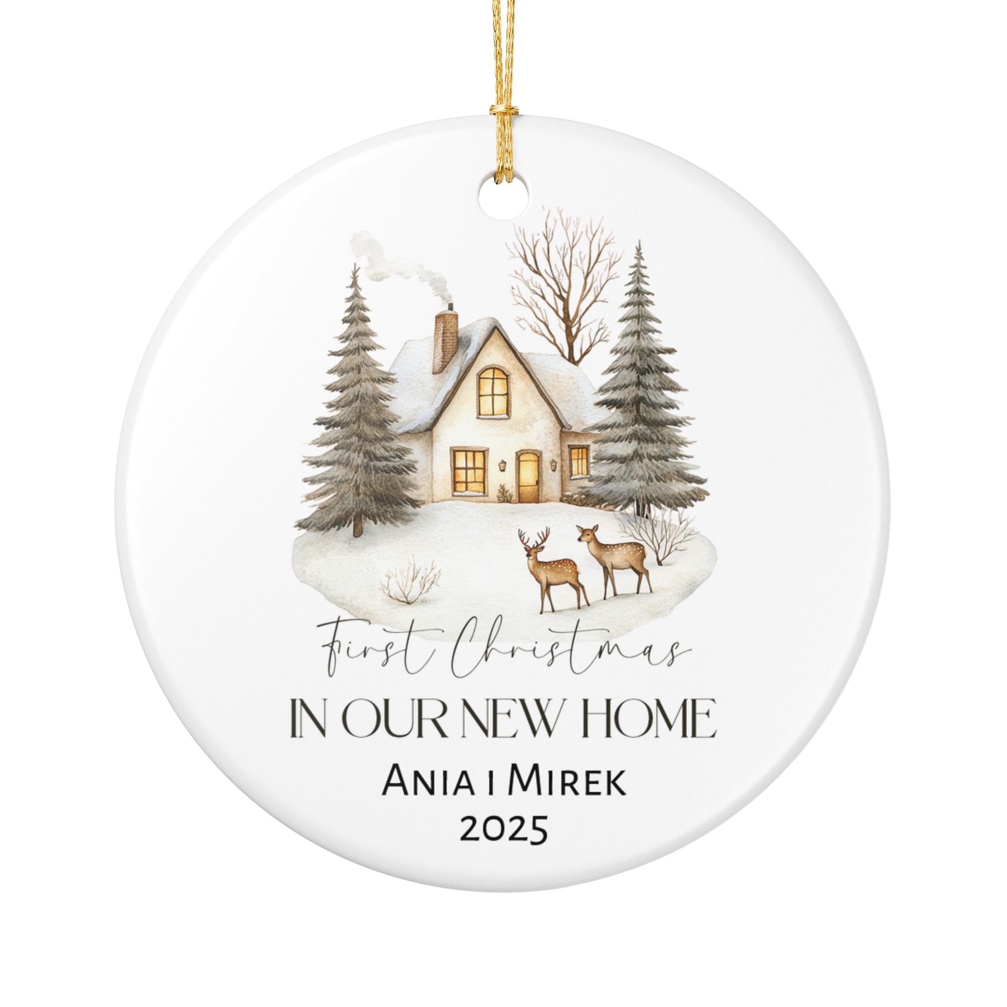 First Christmas in New Home - Ceramic Decoration Ornament, Personalized, 4 designs