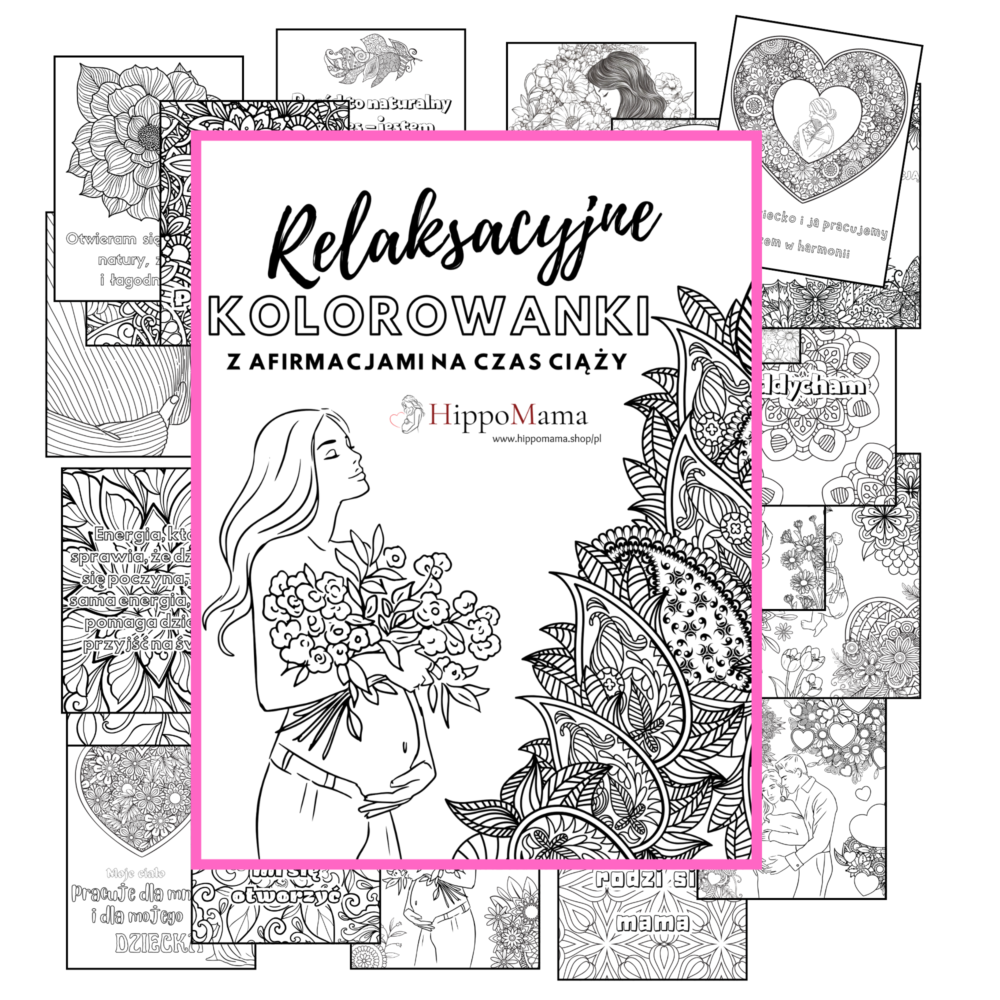 kolorowanki z afirmacjami na ciążę, hipnoporód, do druku