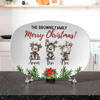 Reindeer family personalized Christmas platter